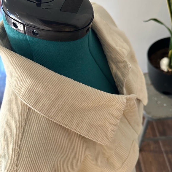 Velvet Heart Corduroy Shacket Shirt Jacket Women Size L Ivory Utility Pockets - Picture 7 of 13